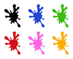 Set of colorful blots, isolated. Paint spots