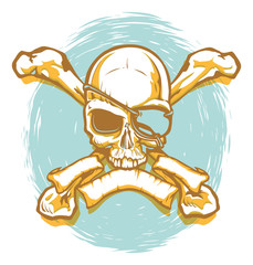 Pirate Skull and Crossbones with Banner