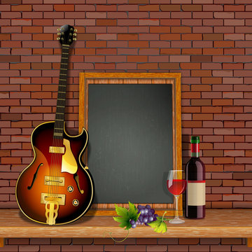 Jazz guitar on the shelf with
