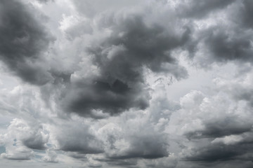 Dark storm clouds before rain used for climate background. Clouds become dark gray before raining.