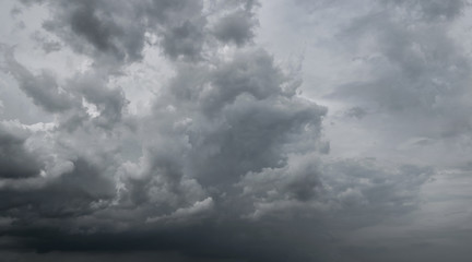 Dark storm clouds before rain used for climate background. Clouds become dark gray before raining.