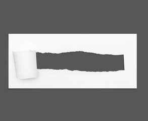 Torn hole and ripped of paper with copy space area for text. Abstract white paper for background.