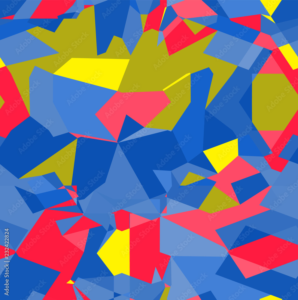 Poster colorful seamless pattern with chaotic geometric shapes