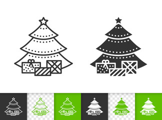 Christmas Tree simple black line vector icon