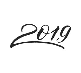 Happy New Year 2019 calligraphy lettering for greeting card, poster, banner design