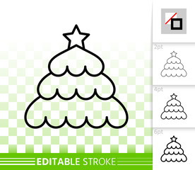 Christmas Tree simple black line vector icon