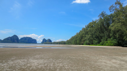 beautiful sea and sand summer landscape scene at Pak Meng Beach Trang province,Thailand