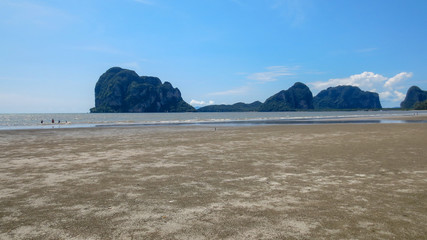 Fototapeta na wymiar beautiful sea and sand summer landscape scene at Pak Meng Beach Trang province,Thailand