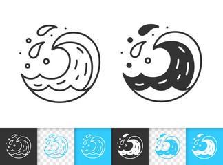 Water wave simple splash black line vector icon