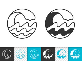 Obraz premium Water wave simple splash black line vector icon