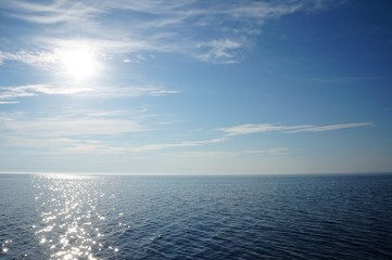 The Ladoga lake and sun