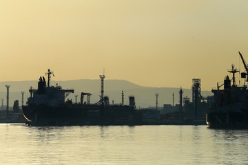 Fototapeta premium everyday port life, ship repair yard, vessels