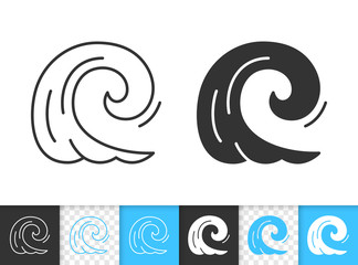 Water wave simple splash black line vector icon