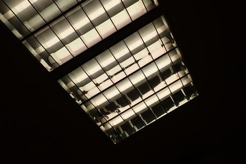 squared led light unit on a ceiling