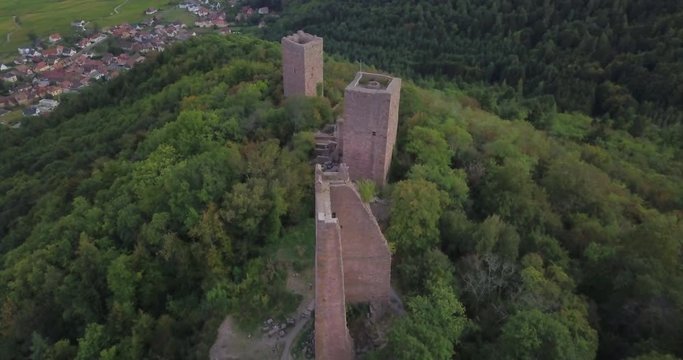 Aerial View Above the Three Castles of Eguisheim, Alsace