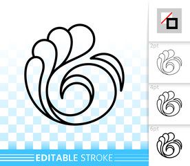 Water wave simple black line splash vector icon