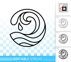 Wave sea simple black thin line splash vector icon