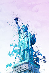 Low angle view of the iconic Statue of Liberty © XtravaganT