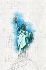 Low angle view of the iconic Statue of Liberty © XtravaganT