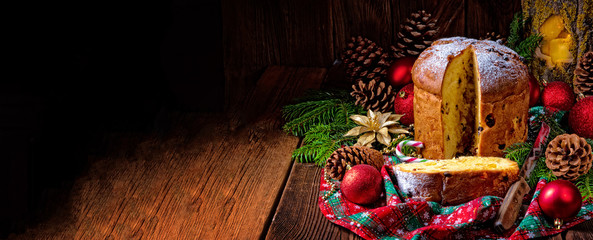 a delicious genuine Italian mum Christmas panettone - obrazy, fototapety, plakaty