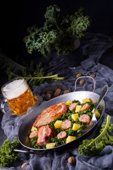 delicious kale Pan with pinkel and kassler