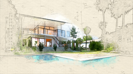 architectural sketch of a house © XtravaganT