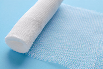 Sterile bandage on blue