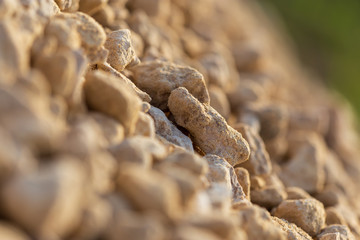 White gravel on a construction site as an abstract background
