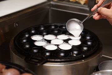 Cooking fresh kind of Thai sweetmeat., Bangkok, Thialand.