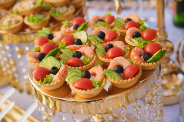 registration of a buffet table for a Banquet, reception, a dinner party, beautiful snacks before a Banquet