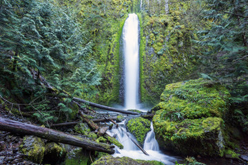 Gorton Creek Falls, Columbia River Gorge, Oregon. Secluded 150 foot tall waterfall, stunning...