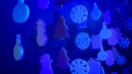 Celebratory Christmas Toys in Blue Backdrop