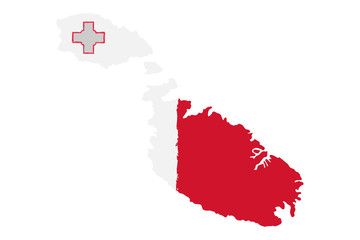 Map of Malta with Flag. Hand Painted with Brush. Vector Illustration.