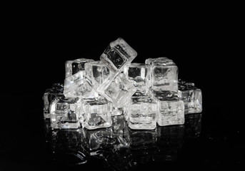 Ice cubes on dark background