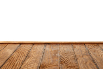 Wooden surface against white background