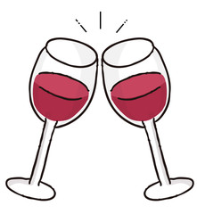 赤ワインでカンパイのイラスト素材