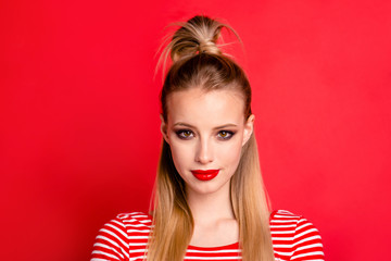 Close-up portrait of nice cute charming attractive magnificent d