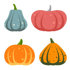 Pumpkin simple flat color icons vector set