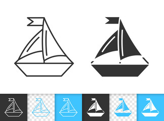 Sailing Ship simple black line boat vector icon