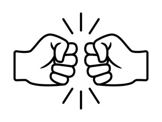 Bro fist bump or power five pound line art vector icon for apps and websites