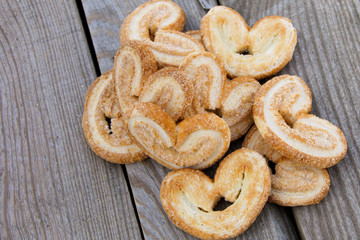 Palmier cookies  on wooden table