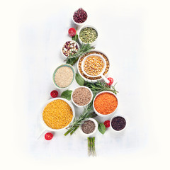Christmas Tree made of healthy Food