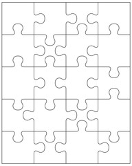 Illustration of separate parts of white puzzle
