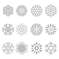 Snowflakes icon collection. Graphic vector modern ornament.