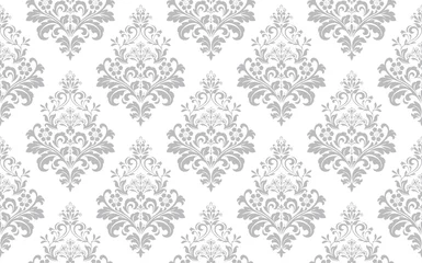 Meubelstickers Floral pattern. Vintage wallpaper in the Baroque style. Seamless vector background. White and grey ornament for fabric, wallpaper, packaging. Ornate Damask flower ornament. © ELENA