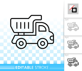 Truck toy Kids game simple black line vector icon