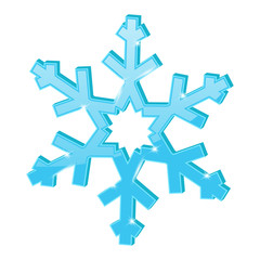 Blue snowflake. 3d symbol