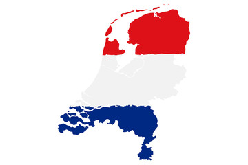 Fototapeta premium Map of Netherlands with Flag. Hand Painted with Brush. Vector Illustration. 