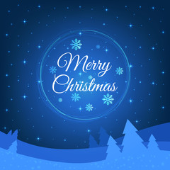 Christmas background, Merry Christmas greeting, glowing snowflakes, vector illustration.
