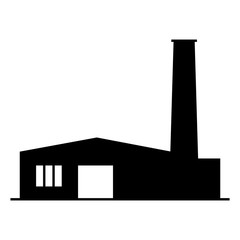 Factory icon. Vector industrial buildings pictograms. Black silhouettes of manufacturing objects isolated on white. Simple industrial monochrome icon